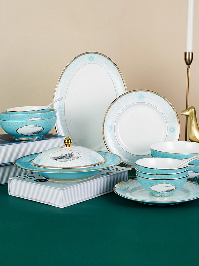 唐風骨瓷餐具中式碗碟套裝